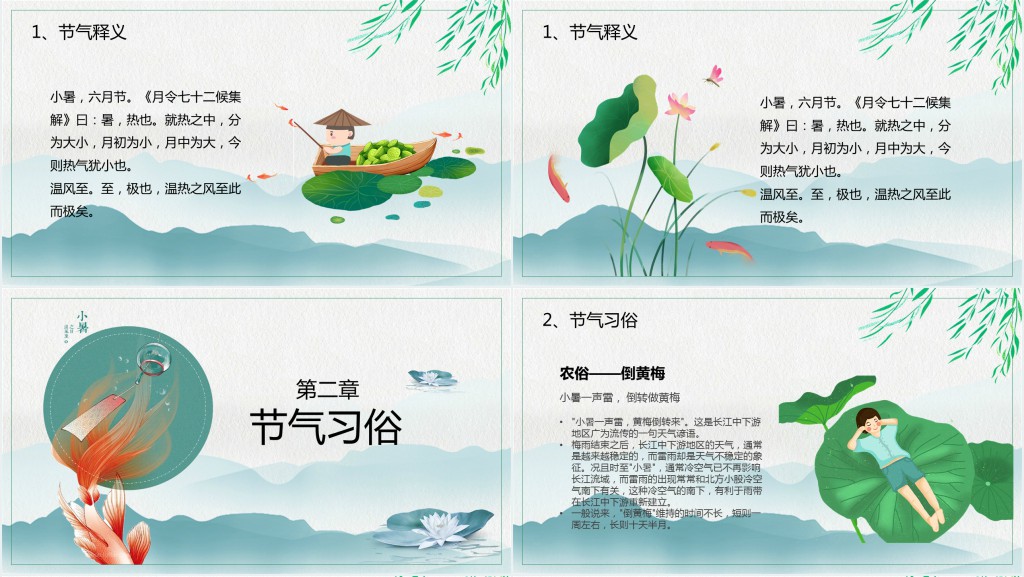 二十四节气小暑详细介绍PPT模板 二十四节气小暑详细介绍PPT模板