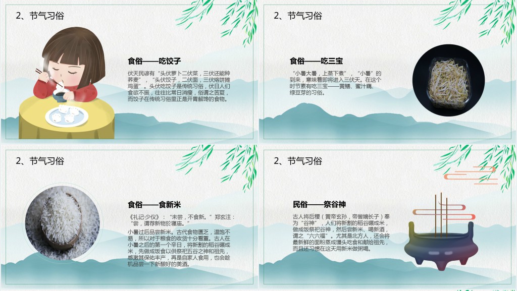 二十四节气小暑详细介绍PPT模板 二十四节气小暑详细介绍PPT模板