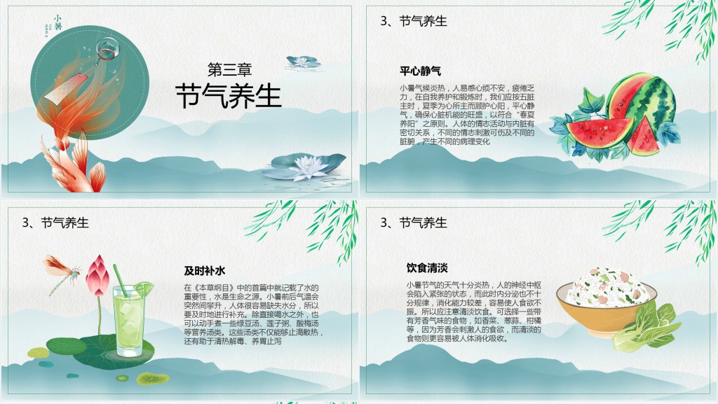 二十四节气小暑详细介绍PPT模板 二十四节气小暑详细介绍PPT模板