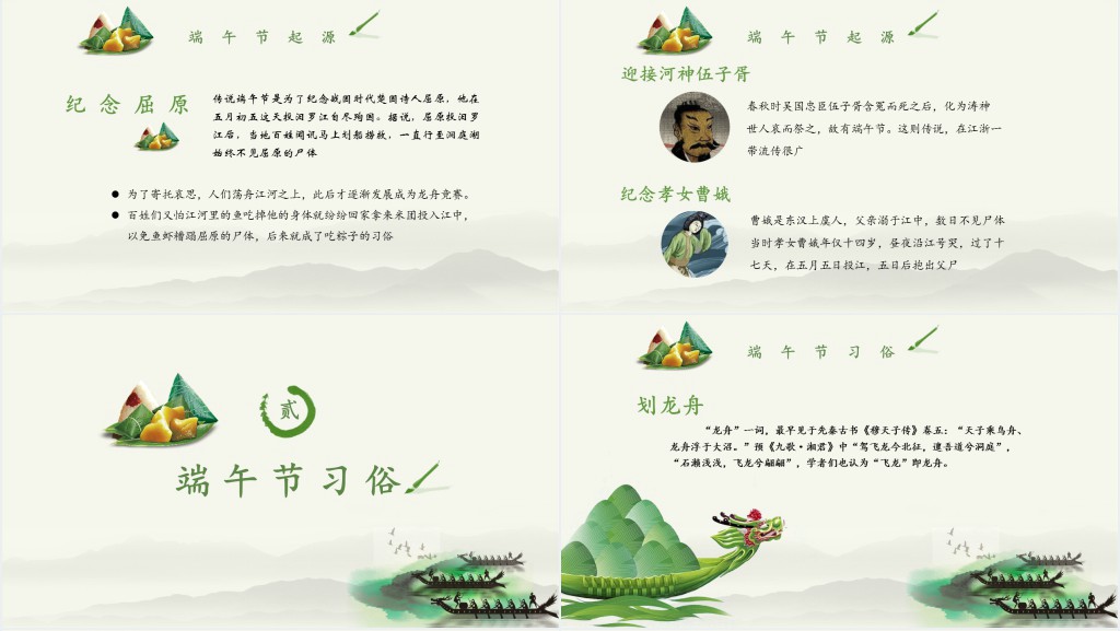 端午节历史由来介绍PPT模板 端午节历史由来介绍PPT模板