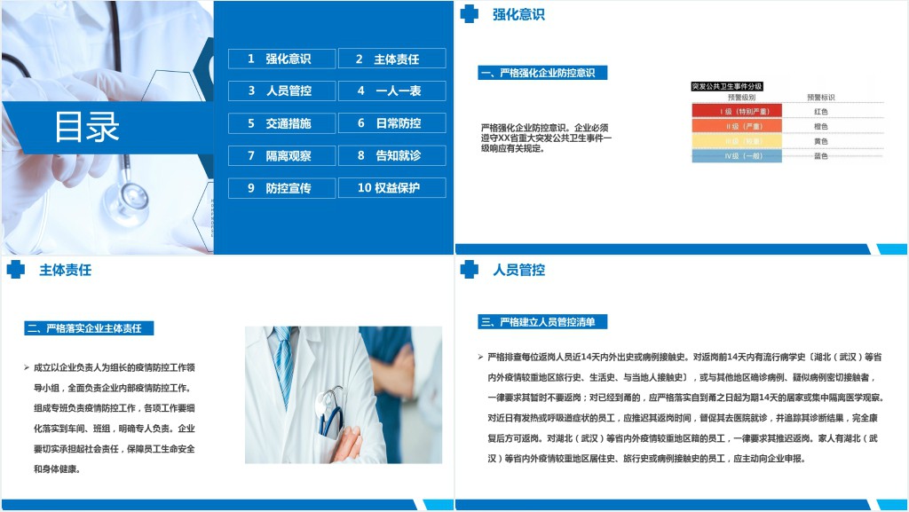 简约复工疫情防控工作汇报PPT模板 简约复工疫情防控工作汇报PPT模板