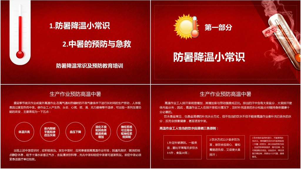 夏季高温防暑教育培训PPT课件 夏季高温防暑教育培训PPT课件