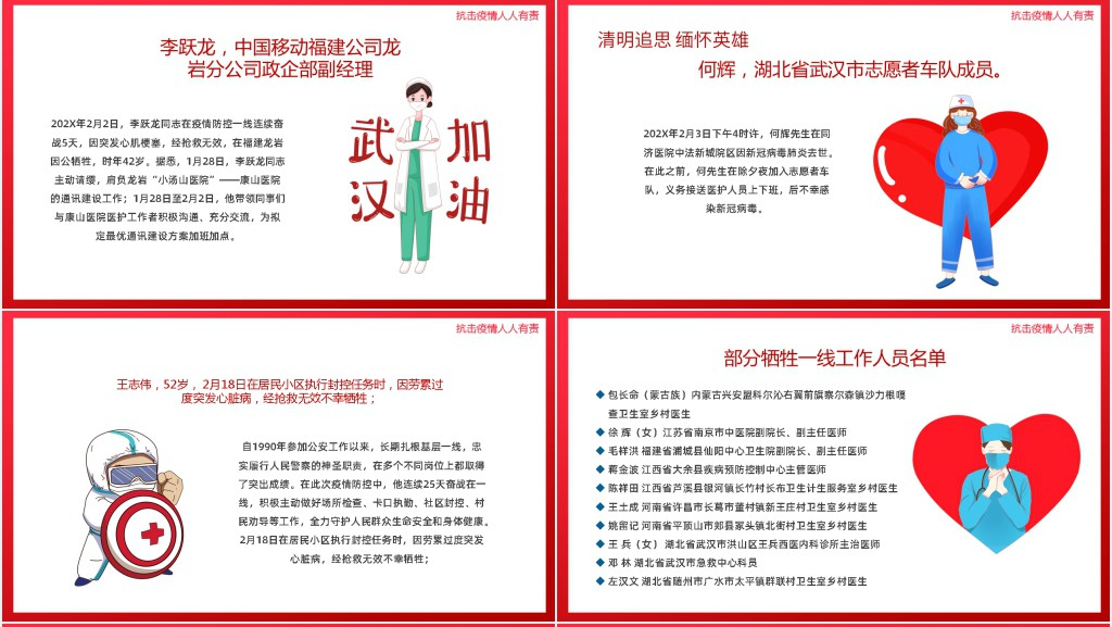 清明纪念抗疫牺牲的医护PPT模板 清明纪念抗疫牺牲的医护PPT模板