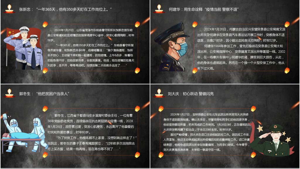 清明节致敬抗疫英雄PPT模板 清明节致敬抗疫英雄PPT模板