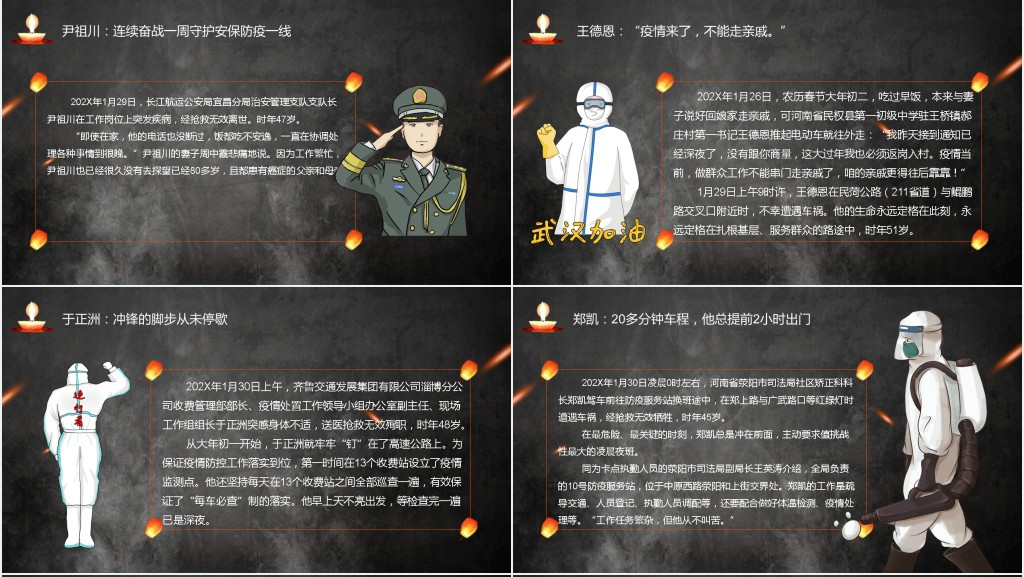 清明节致敬抗疫英雄PPT模板 清明节致敬抗疫英雄PPT模板