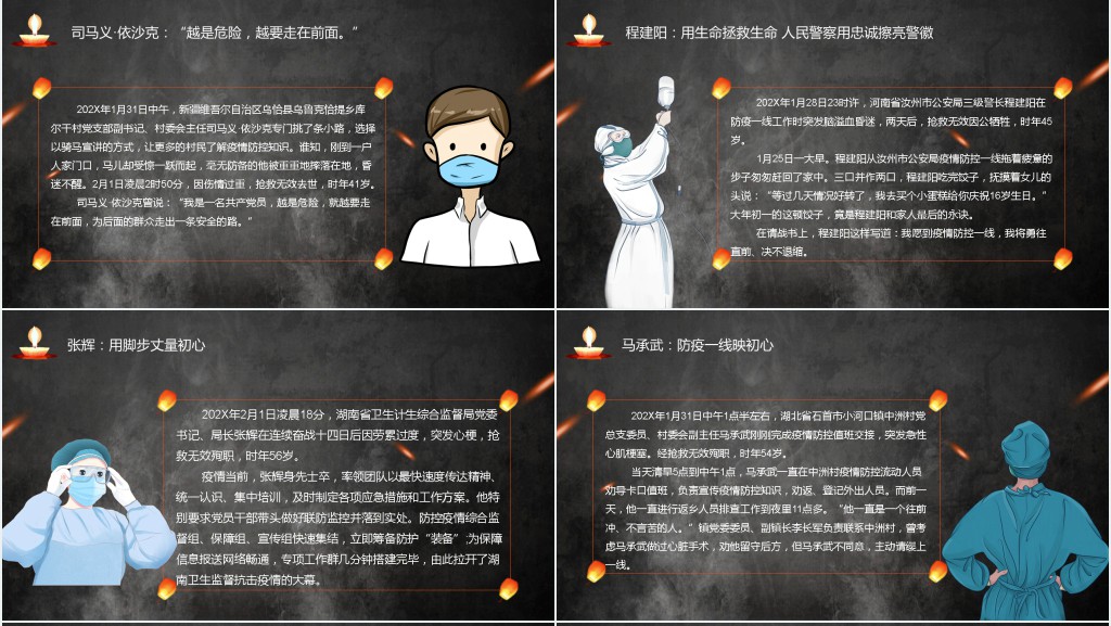 清明节致敬抗疫英雄PPT模板 清明节致敬抗疫英雄PPT模板