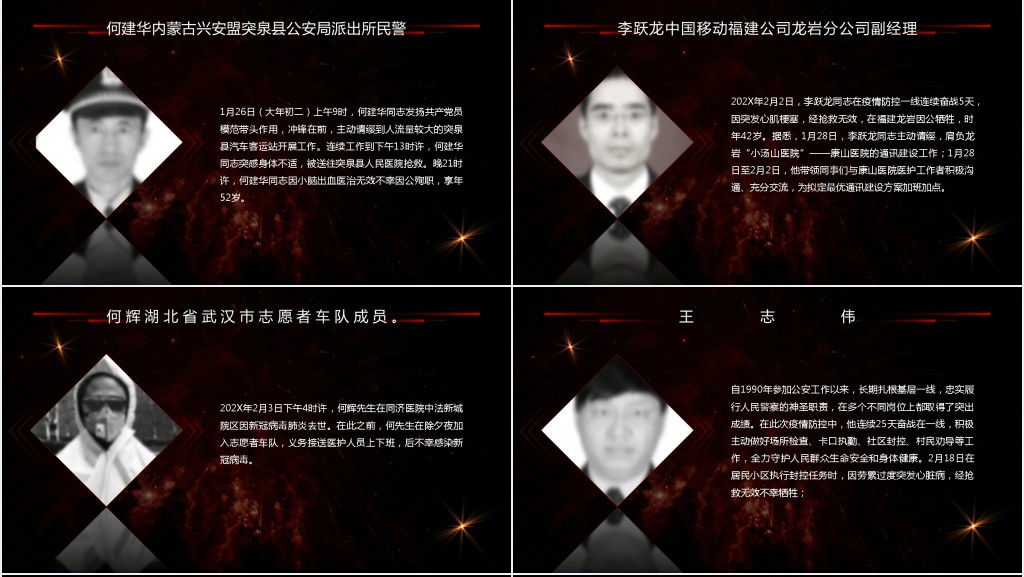 清明节纪念在抗疫中牺牲的英雄PPT模板 清明节纪念在抗疫中牺牲的英雄PPT模板