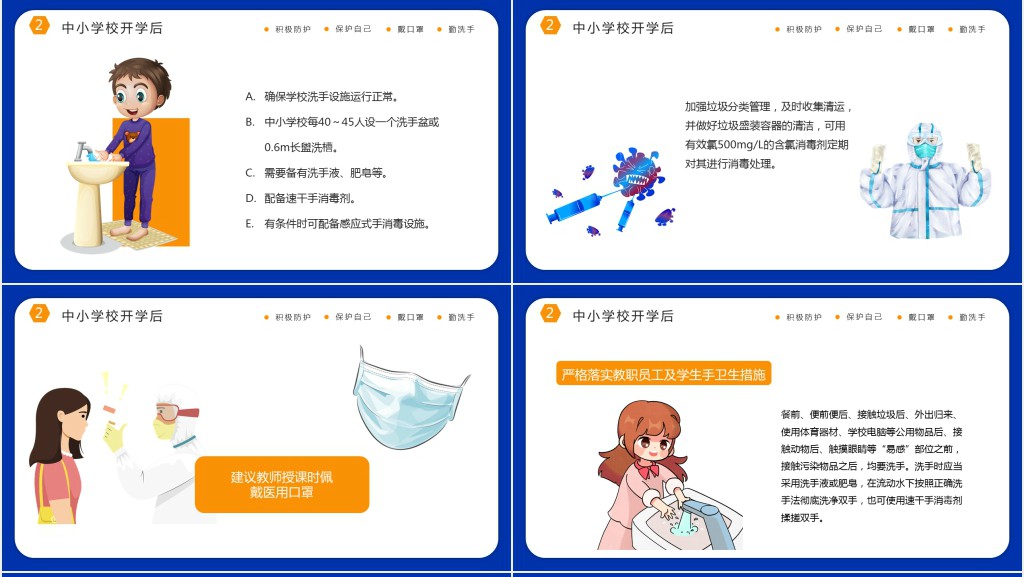 卡通风小学校返校如何防疫防控技术方案PPT模板 卡通风小学校返校如何防疫防控技术方案PPT模板