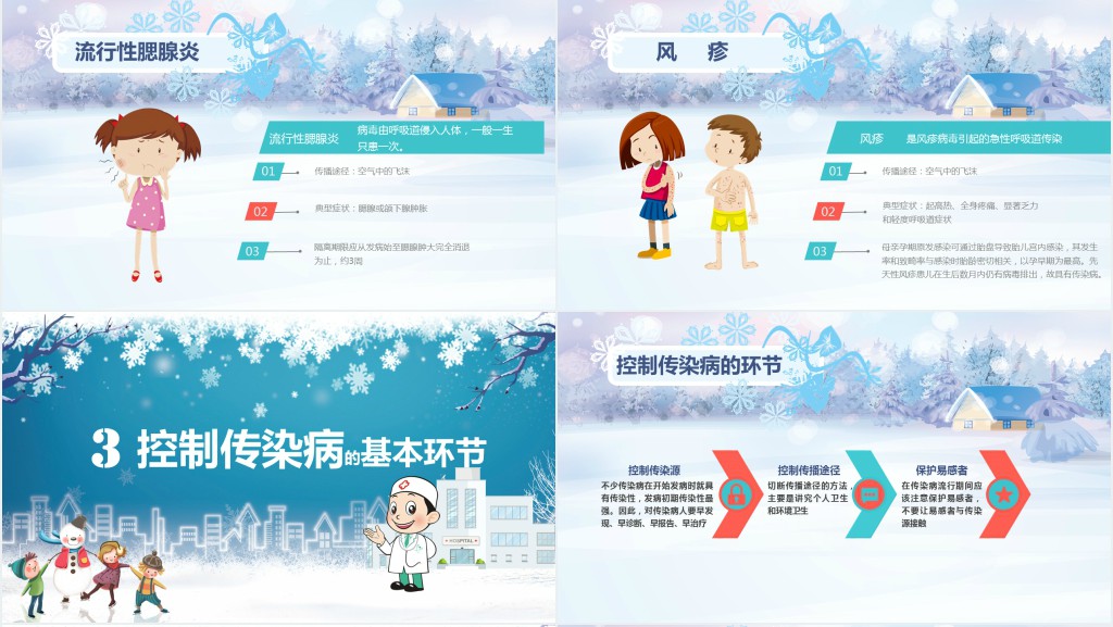 卡通风预防冬季传染病PPT模板 卡通风预防冬季传染病PPT模板