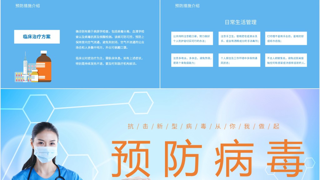 简约抗击肺炎从我做起预防病毒带好口罩PPT模板 简约抗击肺炎从我做起预防病毒带好口罩PPT模板