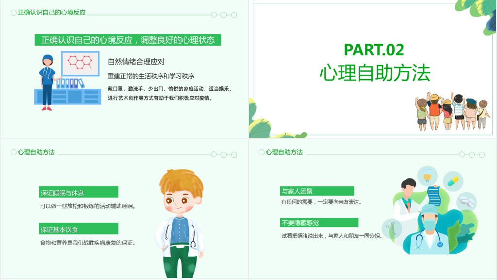 卡通风新型冠状病毒疫情开学心理辅导课PPT课件