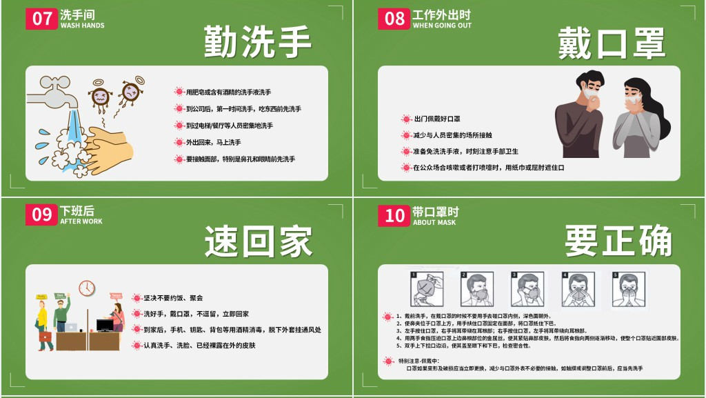 卡通风疫情复工手册及员工防护守则PPT模板 卡通风疫情复工手册及员工防护守则PPT模板