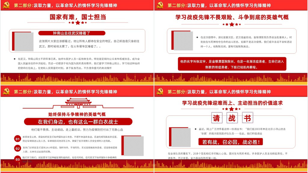 党风致敬抗击疫情前线医护人员PPT模板