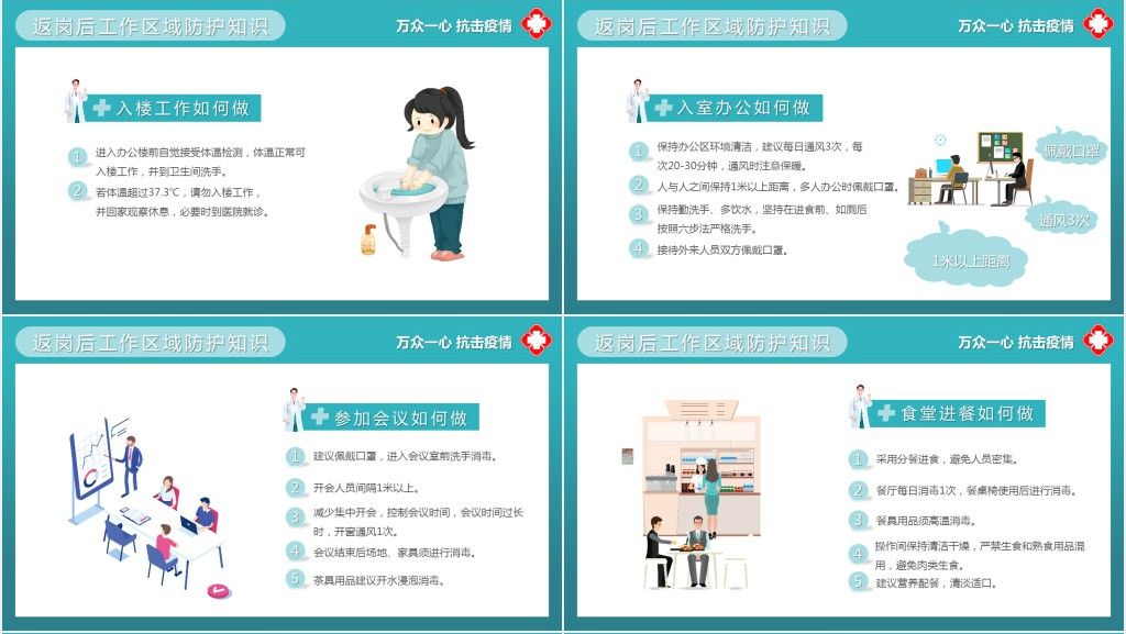 简洁教师疫情复学防护感染指南PPT模板 简洁教师疫情复学防护感染指南PPT模板