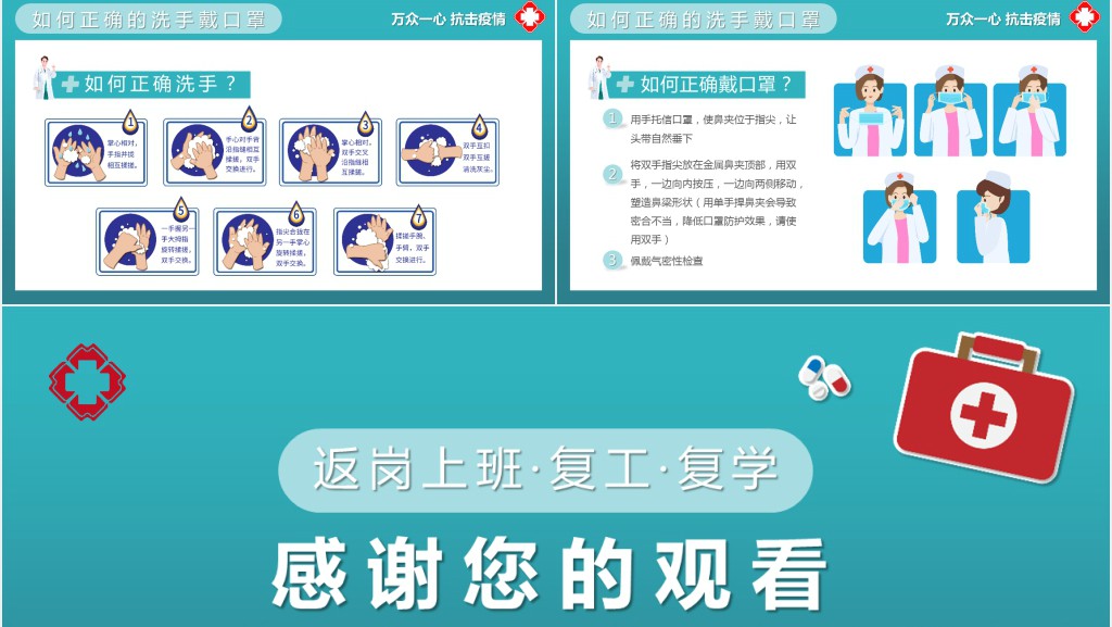 简洁教师疫情复学防护感染指南PPT模板 简洁教师疫情复学防护感染指南PPT模板