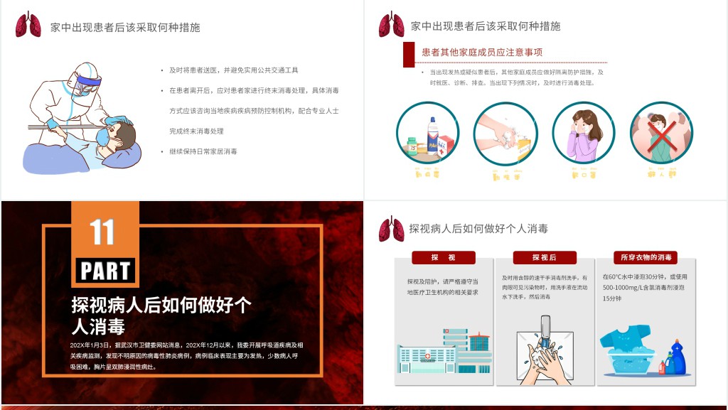 深红色新型冠状病毒小学生科普PPT课件
