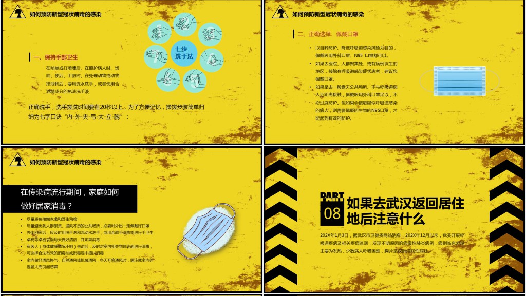 疫情出门戴好口罩保护好自己PPT模板