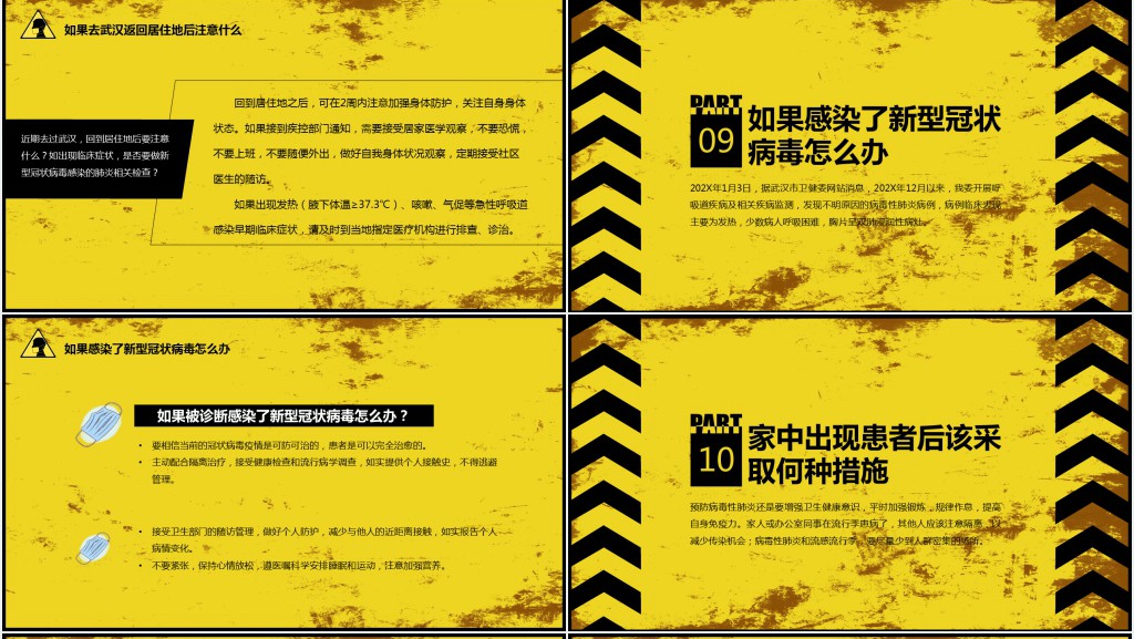 疫情出门戴好口罩保护好自己PPT模板