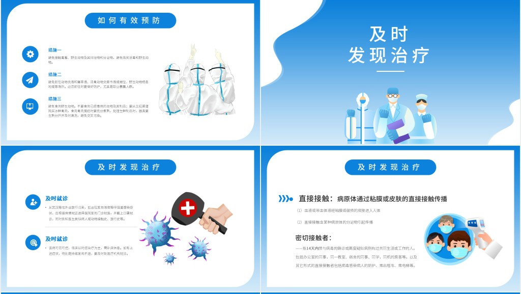 蓝色新型冠状病毒科普知识PPT模板 蓝色新型冠状病毒科普知识PPT模板
