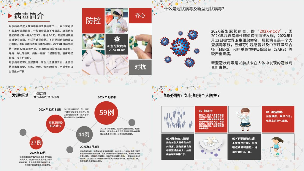 简约新型冠状病毒讲义PPT模板 简约新型冠状病毒讲义PPT模板