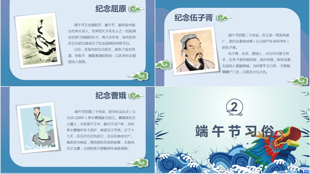 端午节传统文化遗产介绍PPT模板 端午节传统文化遗产介绍PPT模板