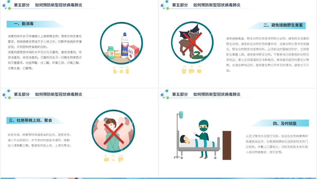 蓝色学校新型冠状肺炎病毒教育PPT模板 蓝色学校新型冠状肺炎病毒教育PPT模板