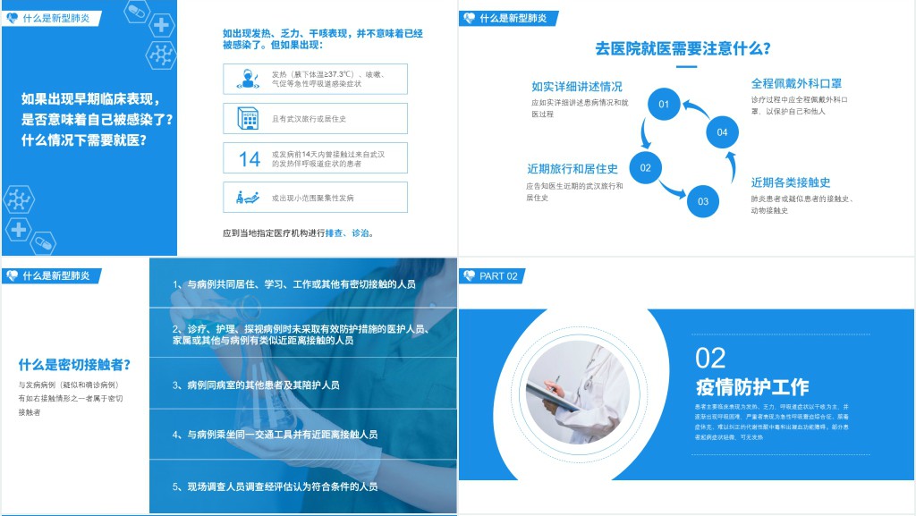 蓝色医院新冠肺炎防控工作PPT模板 蓝色医院新冠肺炎防控工作PPT模板
