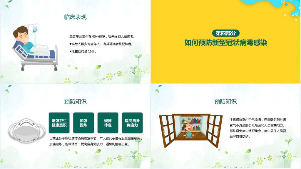 卡通风小学生预防新冠病毒知识PPT模板 卡通风小学生预防新冠病毒知识PPT模板
