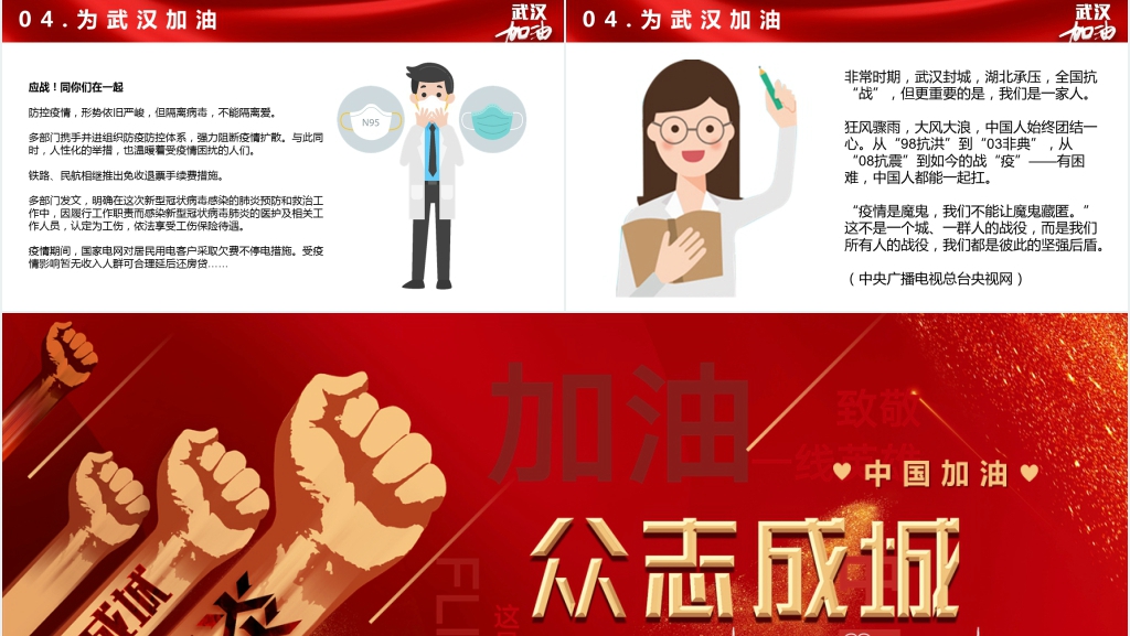 红色中国加油武汉加油共战疫情PPT 红色中国加油武汉加油共战疫情PPT