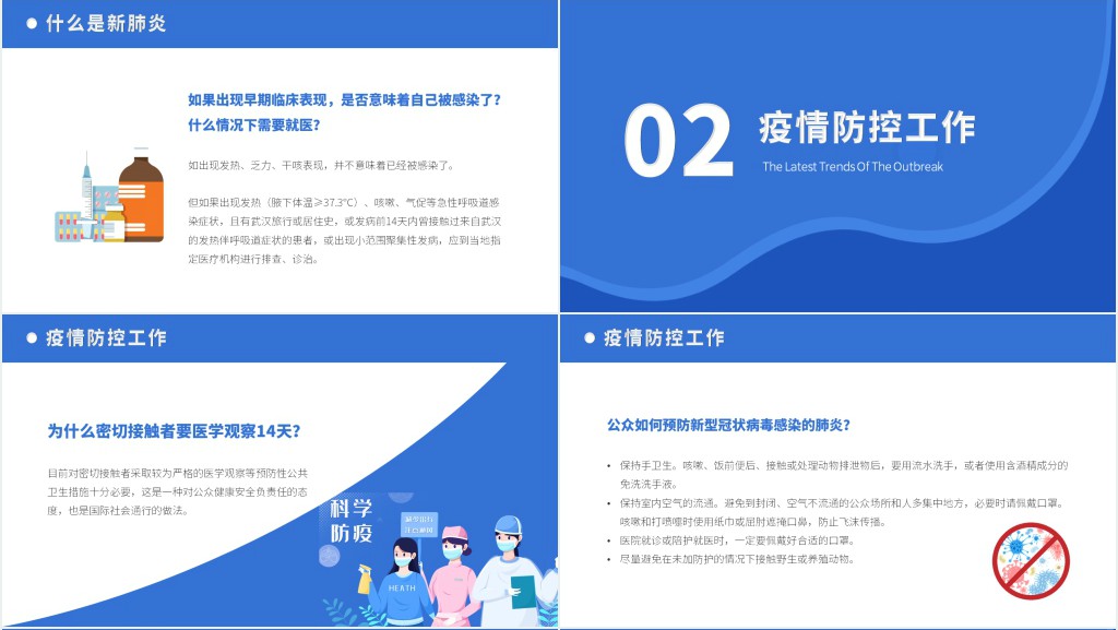 蓝色疫情防控预防知识手册PPT模板 蓝色疫情防控预防知识手册PPT模板
