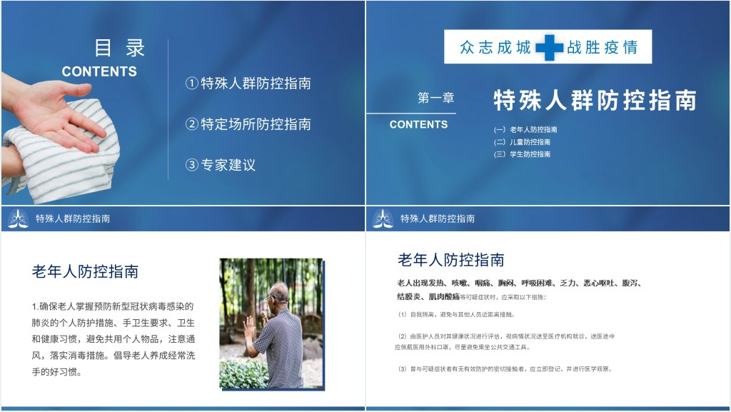 蓝色疫情防控企业返岗复工人员手册PPT模板 蓝色疫情防控企业返岗复工人员手册PPT模板
