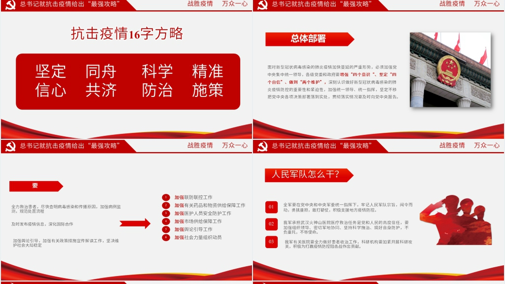 党政风弘扬伟大民族精神众志成城抗疫情PPT 党政风弘扬伟大民族精神众志成城抗疫情PPT