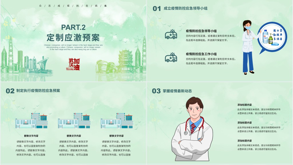 小清新疫情防控措施工作汇报PPT模板 小清新疫情防控措施工作汇报PPT模板