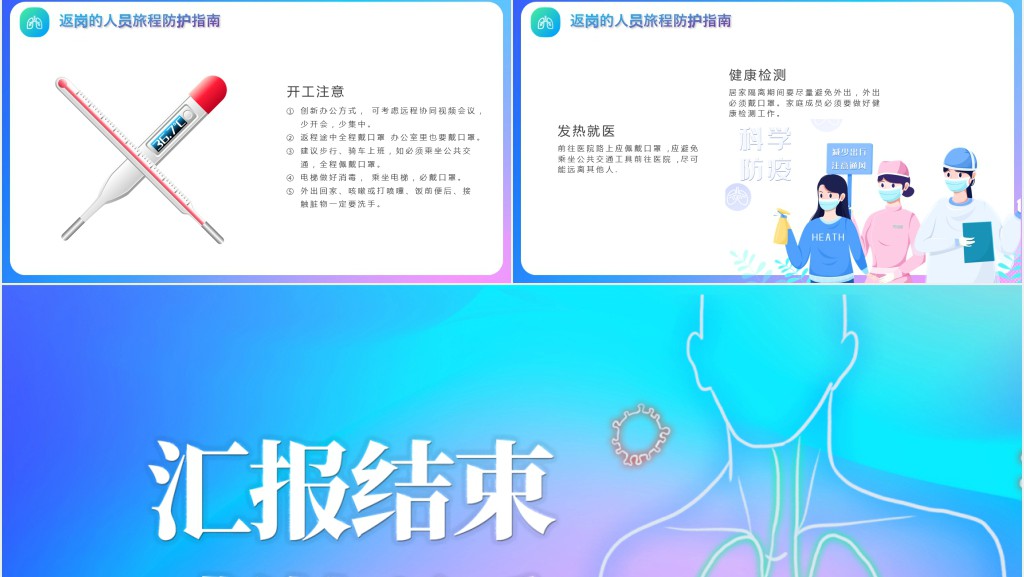 蓝色公司员工如何预防冠状病毒PPT模板 蓝色公司员工如何预防冠状病毒PPT模板