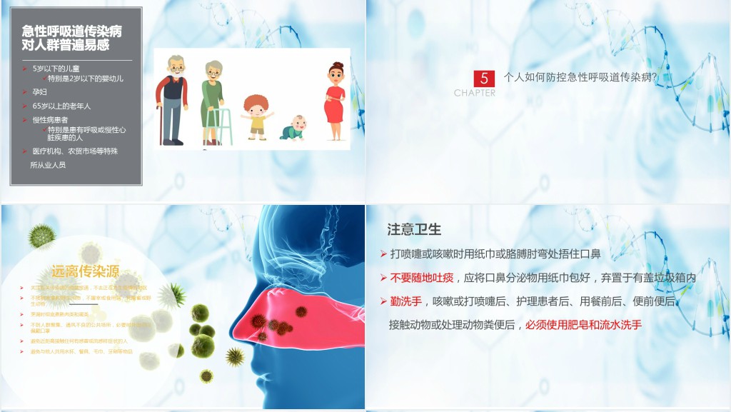 卡通风如何预防肺炎的发生PPT模板 卡通风如何预防肺炎的发生PPT模板