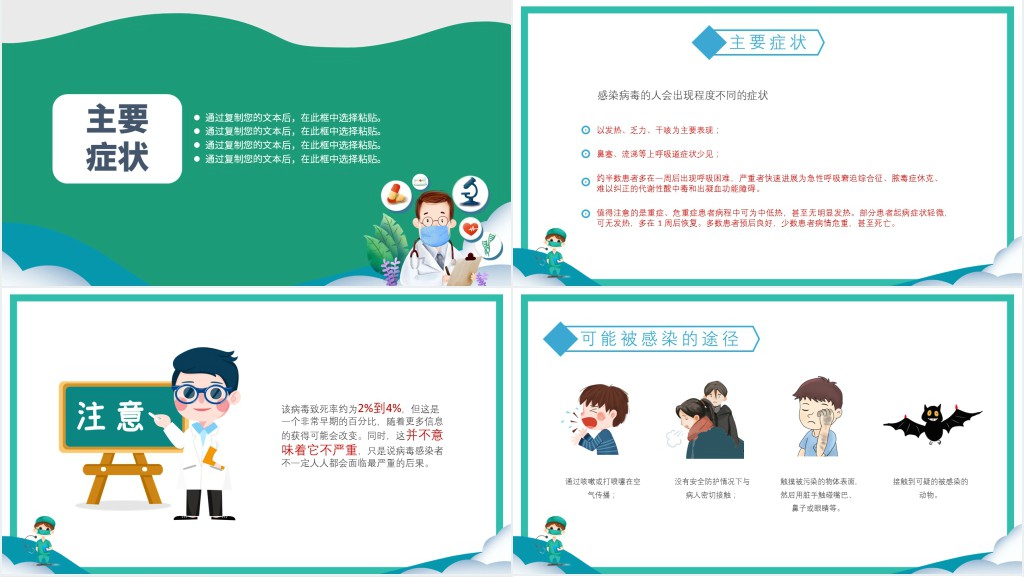 卡通风预防疫情人人有责PPT模板 卡通风预防疫情人人有责PPT模板