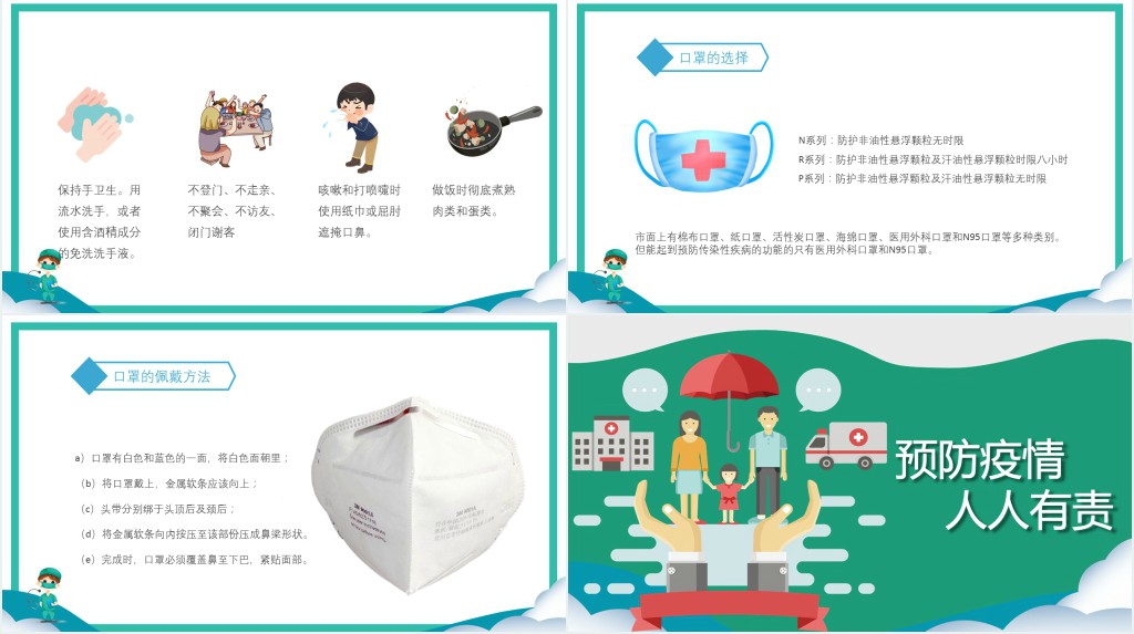 卡通风预防疫情人人有责PPT模板 卡通风预防疫情人人有责PPT模板