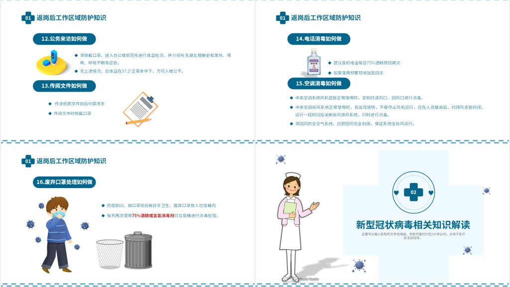 卡通风新冠状病毒返岗预防指南PPT模板 卡通风新冠状病毒返岗预防指南PPT模板