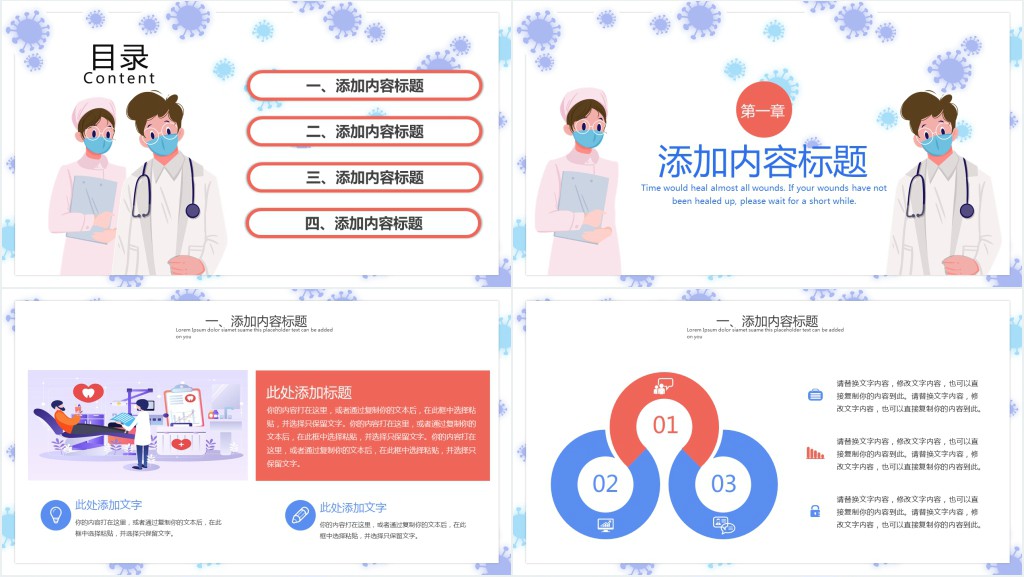 卡通风新型冠状病毒防范工作汇报PPT模板 卡通风新型冠状病毒防范工作汇报PPT模板