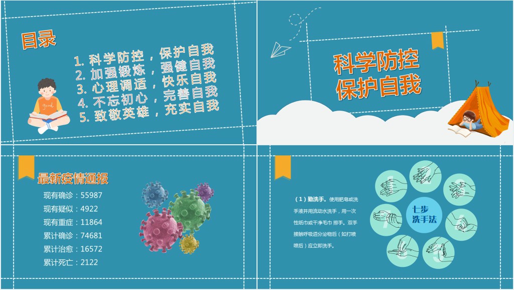 卡通风疫情期间停课不停学家长会PPT模板 卡通风疫情期间停课不停学家长会PPT模板