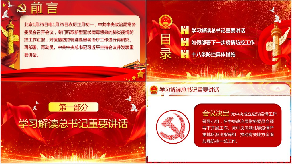 疫情防控指示精神学习PPT党课