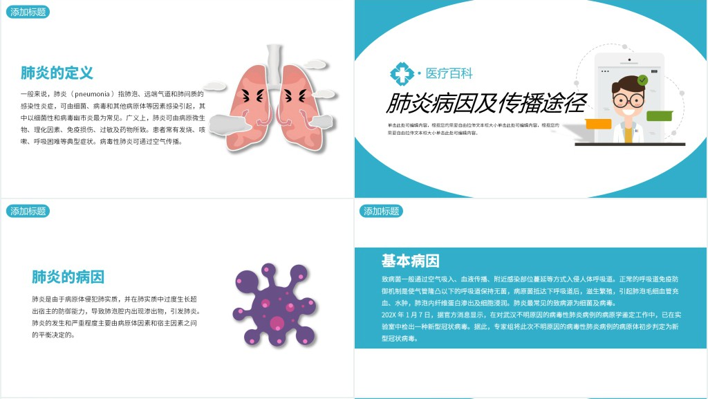 简洁抗防病毒肺炎小知识科普PPT模板 简洁抗防病毒肺炎小知识科普PPT模板