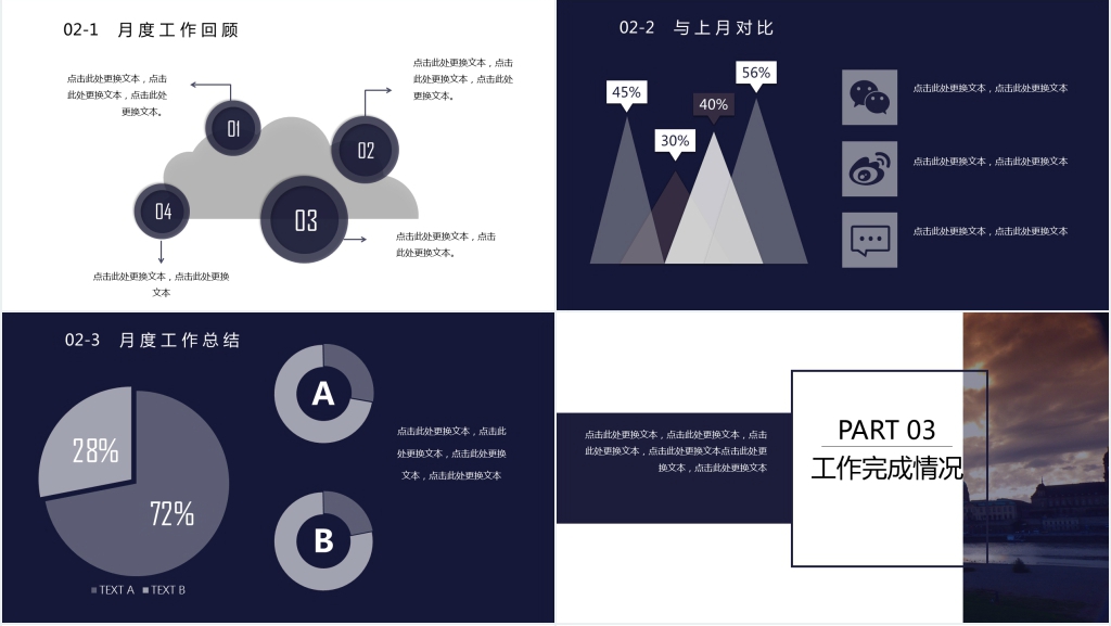 大气欧美风月度工作总结PPT模板 大气欧美风月度工作总结PPT模板