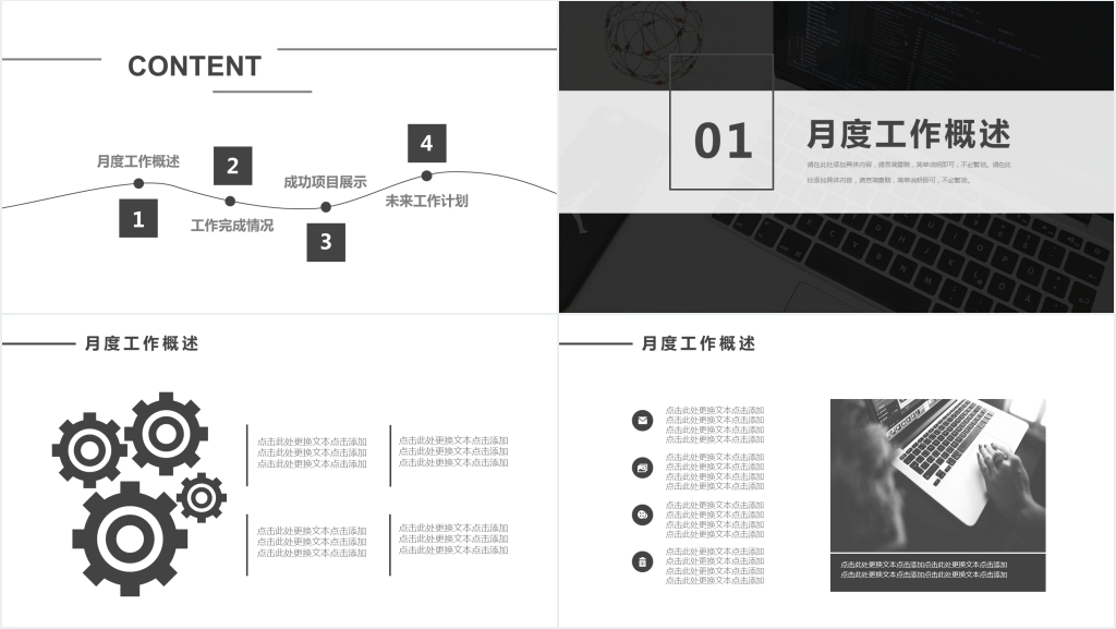 在家办公月度工作总结及计划通用PPT模板 在家办公月度工作总结及计划通用PPT模板