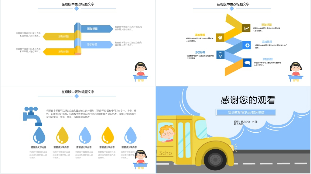 卡通风幼儿园大班交通安全教育通用PPT模板