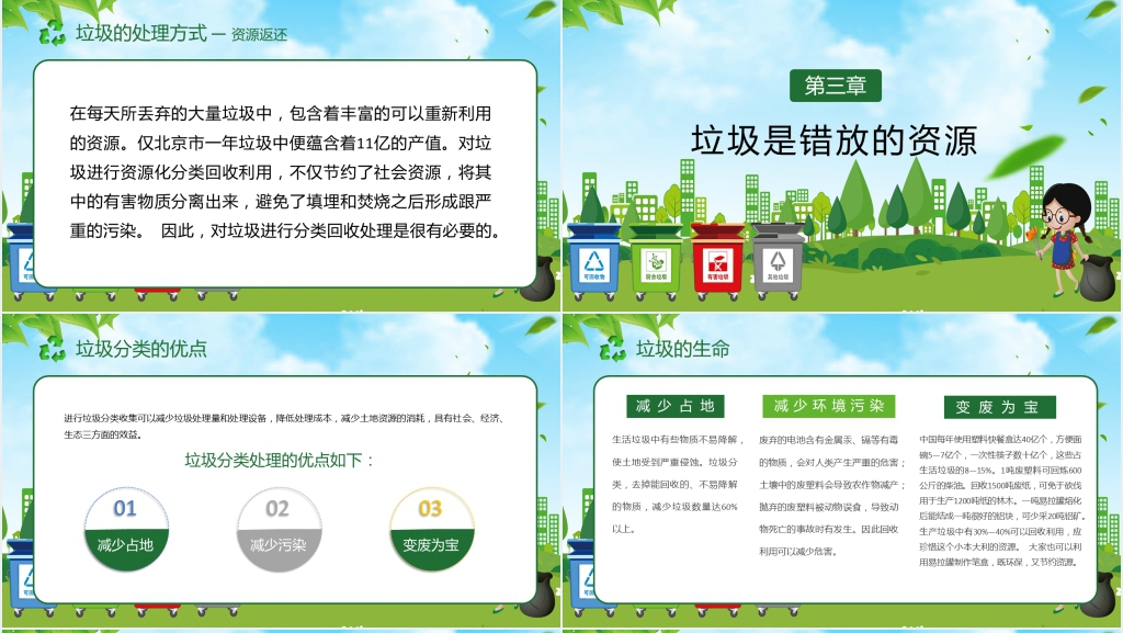学习和宣传的垃圾分类知识PPT模板 学习和宣传的垃圾分类知识PPT模板