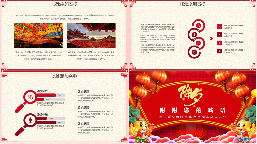 中国传统文化除夕民俗通用PPT模板