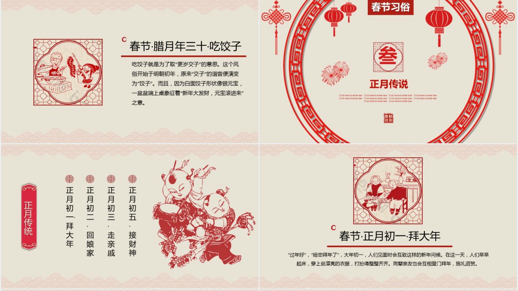中国传统习俗春节年味介绍PPT模板 中国传统习俗春节年味介绍PPT模板