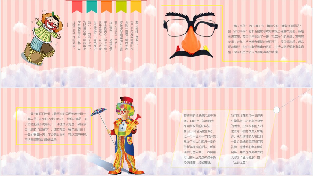愚人节小丑背景PPT模板 愚人节小丑背景PPT模板