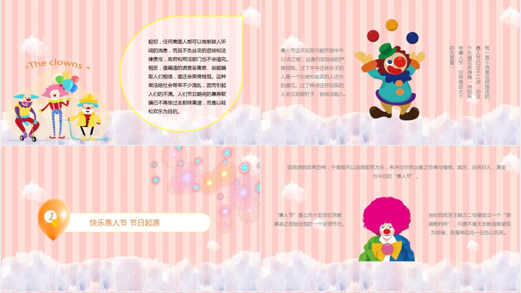愚人节小丑背景PPT模板 愚人节小丑背景PPT模板